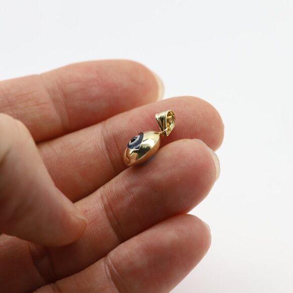 Cute Evil Eye Charm 14k Yellow Gold  Real 14k Gold Good Luck Eye - Picture 9 of 10